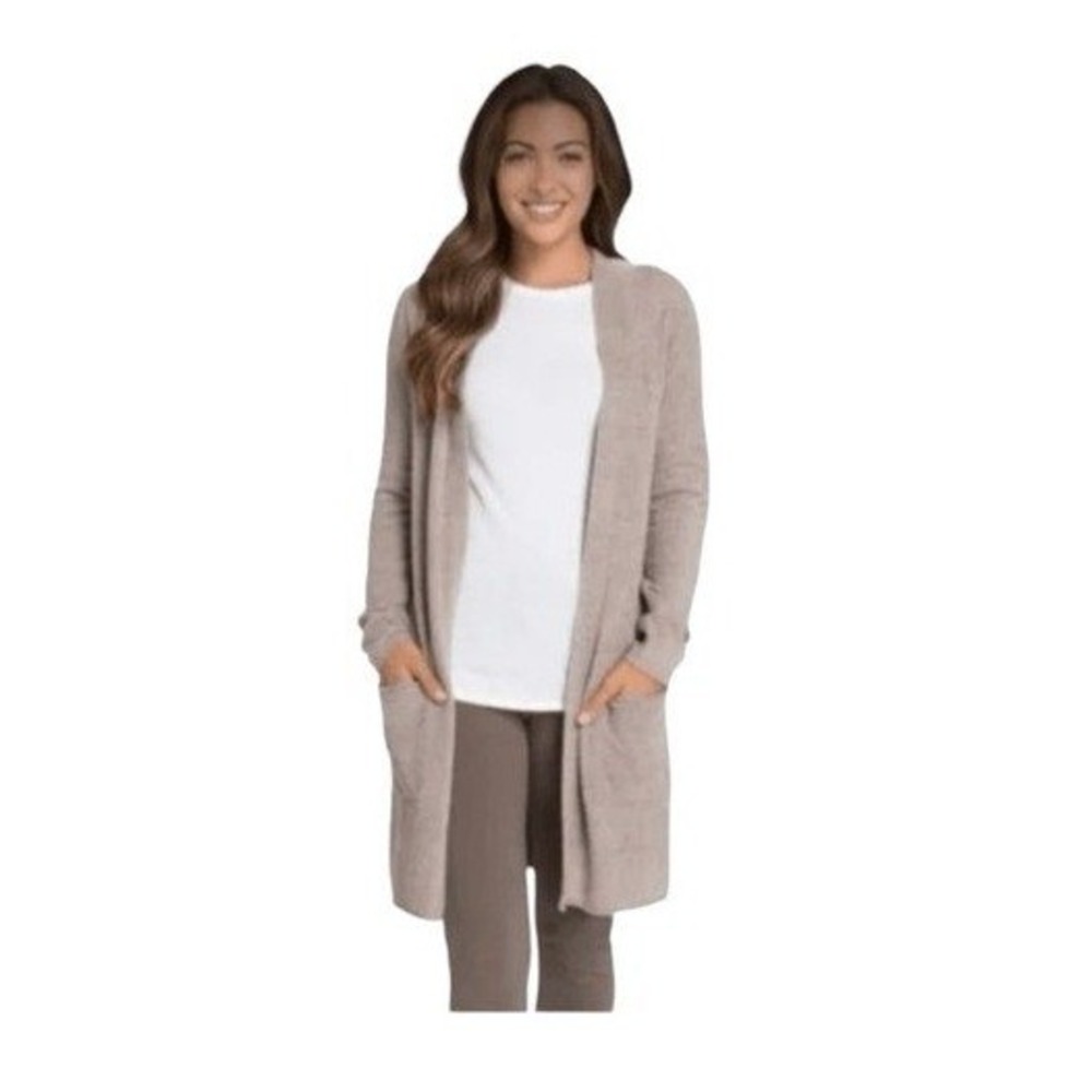 Barefoot Dreams Cozychic Ultra Lite Cardigan Sweater Gray Tie Back‎ Open Front S